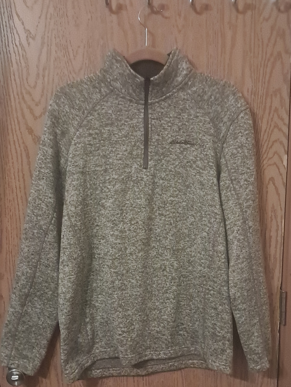Eddie Bauer L Men's Heather Olive Half-Zip Pullover